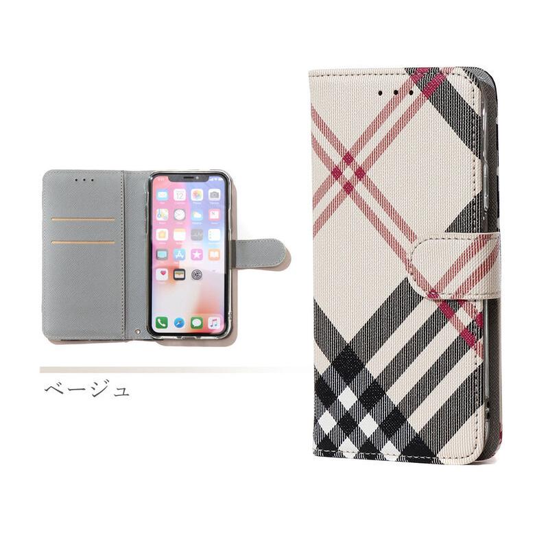 スマホ iphone 手帳型 ケース カバー チェック柄 : ランプ