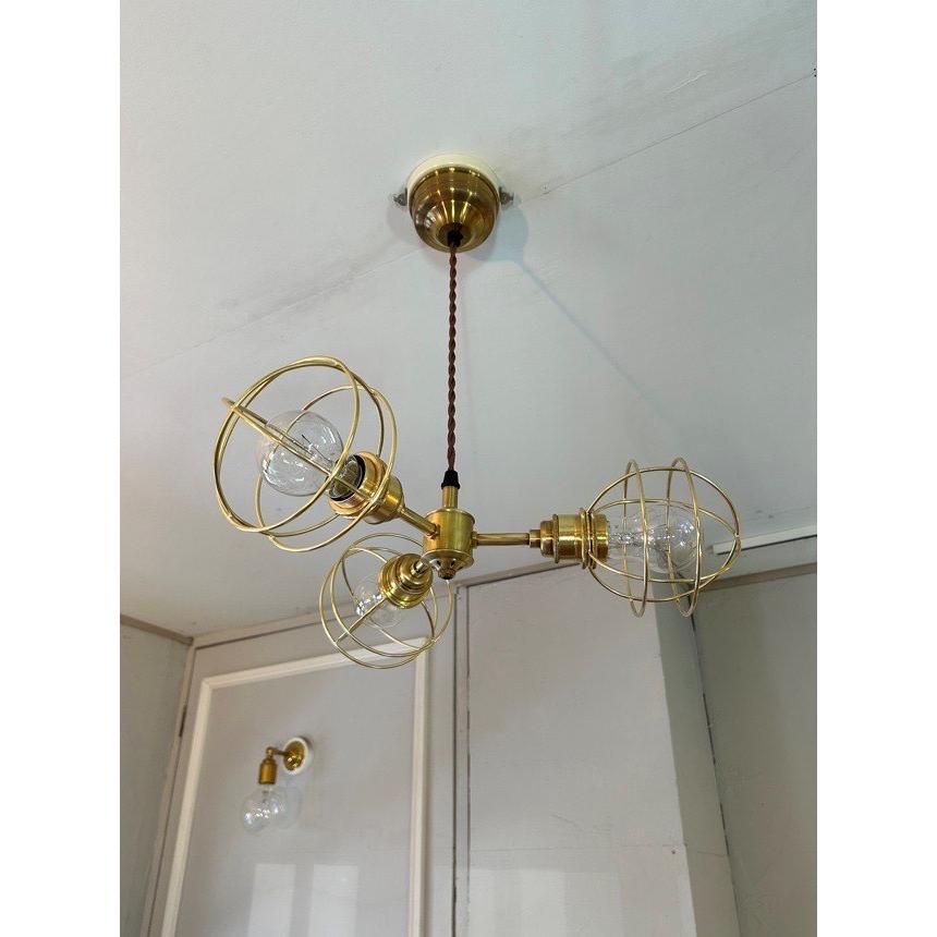 シャンデリア LED対応 照明 オシャレ 3灯 真鍮 E26 マリンランプ