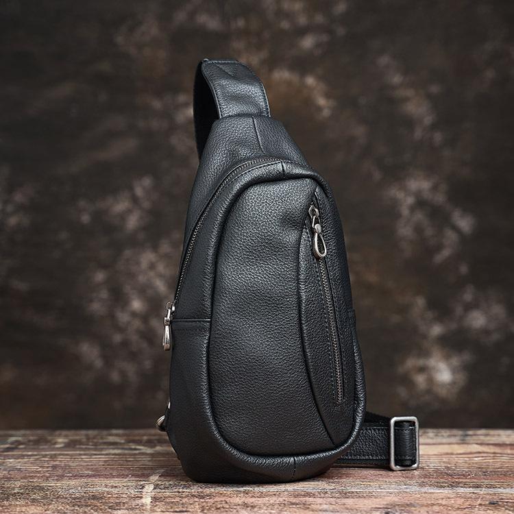 新品 メンズバッグ 本革 ボディバッグ ワンショルダーバッグ 斜めがけ 肩掛け 牛革 シュリンク多機能レザー ブラックLHPB-0106_1