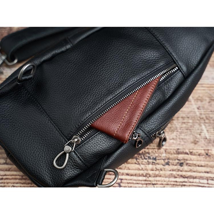 新品 メンズバッグ 本革 ボディバッグ ワンショルダーバッグ 斜めがけ 肩掛け 牛革 シュリンク多機能レザー ブラックLHPB-0106_12