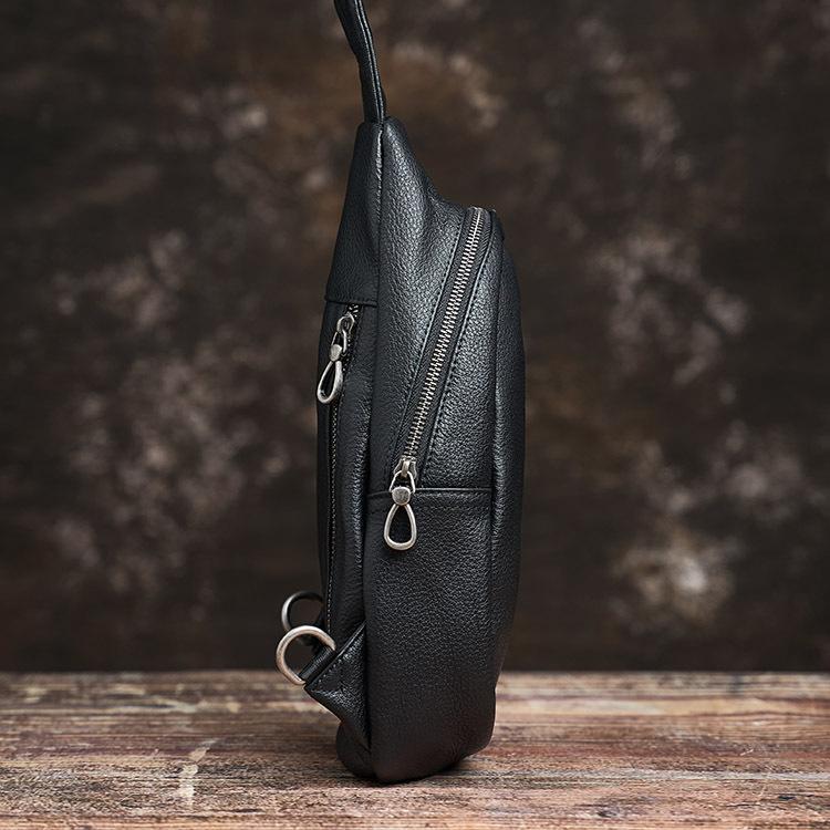 新品 メンズバッグ 本革 ボディバッグ ワンショルダーバッグ 斜めがけ 肩掛け 牛革 シュリンク多機能レザー ブラックLHPB-0106_3