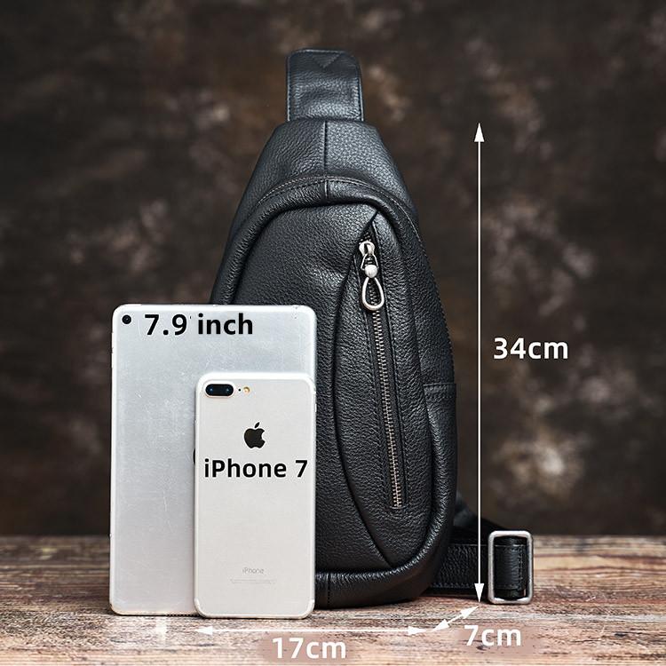 新品 メンズバッグ 本革 ボディバッグ ワンショルダーバッグ 斜めがけ 肩掛け 牛革 シュリンク多機能レザー ブラックLHPB-0106_4