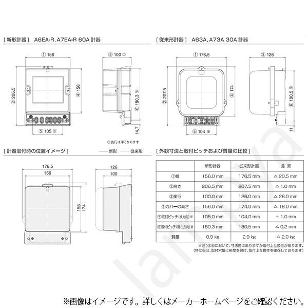 〔即納〕大崎電気工業 A6EA-R 100V 60A 60Hz 西日本 単相3線式 A6EA-R100V60A60Hz 電子式電力量計（検定付）の画像