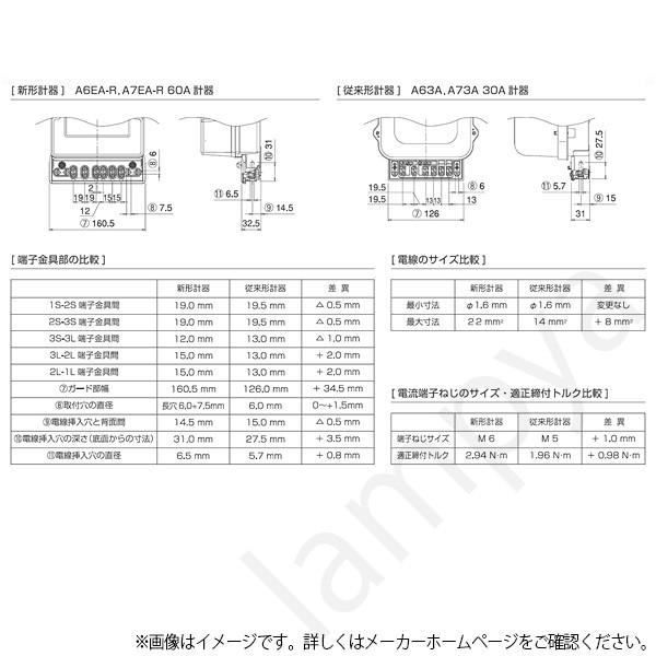 〔即納〕大崎電気工業 A6EA-R 100V 60A 60Hz 西日本 単相3線式 A6EA-R100V60A60Hz 電子式電力量計（検定付）の画像