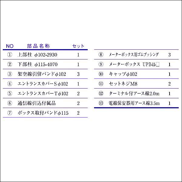 内田鍛工 UTK 一般住宅用ポール（電灯・電話・CATV用）U-70-I ボックス