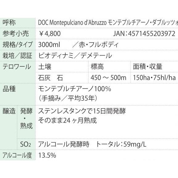 ルナーリア モンテプルチアーノ ダブルッツォ 赤ワイン イタリア 3L BIB ボックスワイン 自然派 ナチュラルワイン | LUNARIA | 07