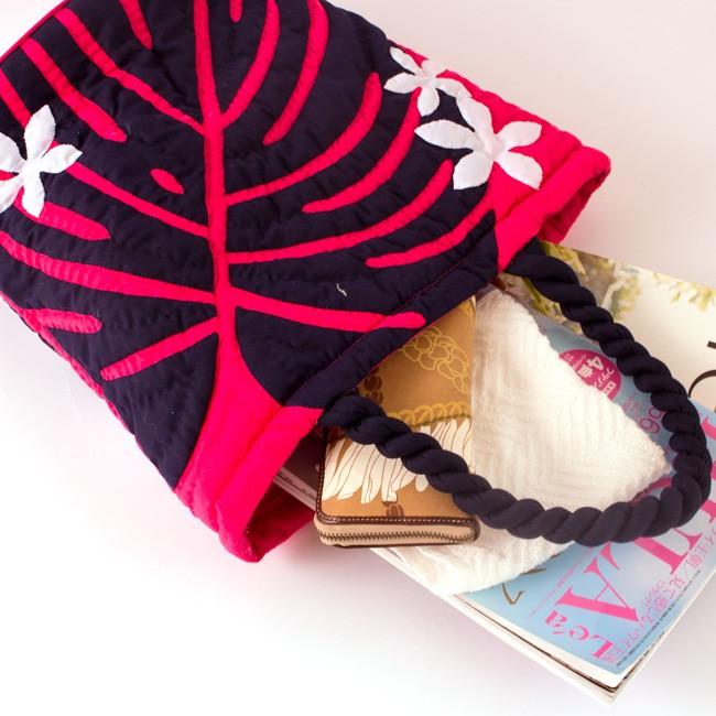 ハワイアンキルト モンステラ ハワイアン キルト バッグ トートバッグ