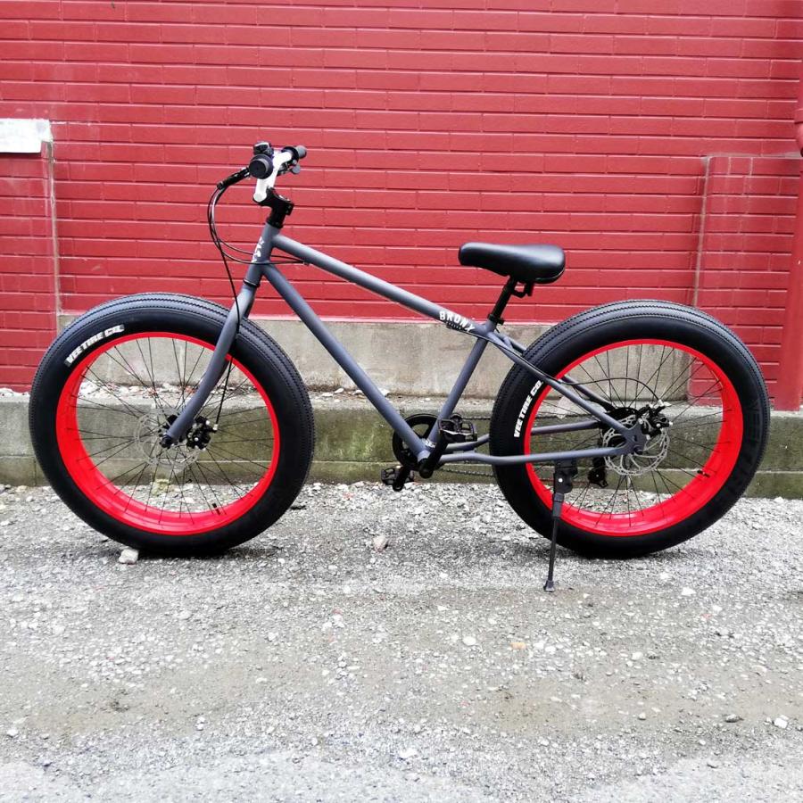 自転車 BRONX 26BRONX-DD マットグレー×レッドリム 7段変速 自転車 BRONX 26BRONX-DD マットグレー×レッドリム 7段変速