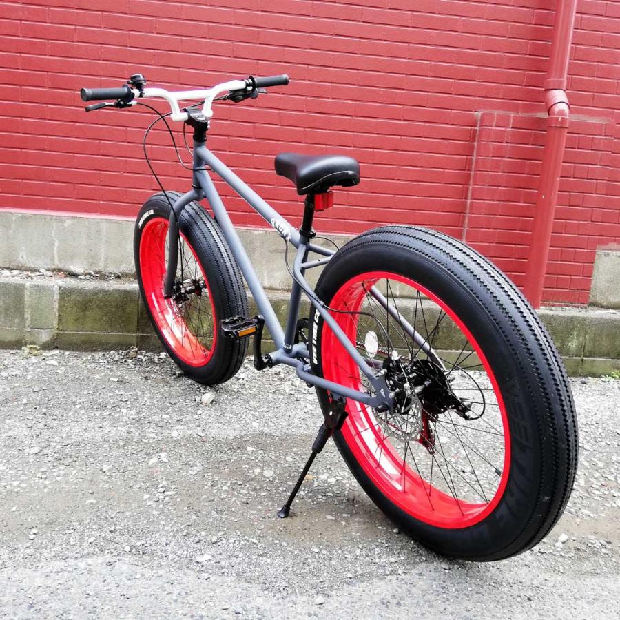 BRONX ファットバイク　26インチ 自転車 BRONX 26BRONX-DD マットグレー×レッドリム 7段変速