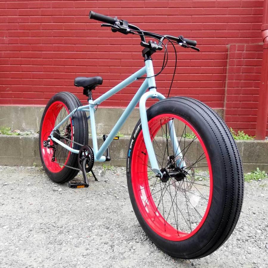 引取限定 BRONX 26インチ 変速付き ブロンクス 自転車 自転車 26BRONX-DD スレートブルー×レッドリム ブロンクス ファット