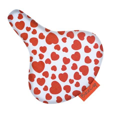 自転車 サドル カバー ビーチクルーザー用 BIKE CAP FOR URBAN デザイン：LOVE HUMOR RED　｜lanai-makai