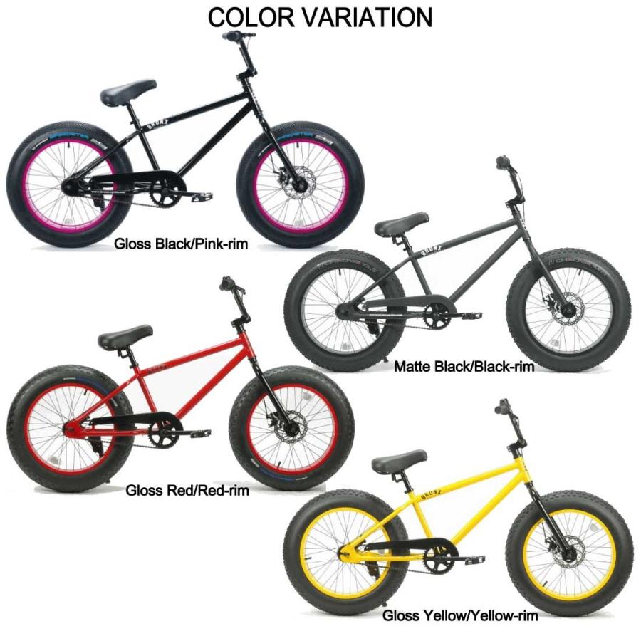 BRONX BMX バイク ブラック 太タイヤ 自転車 20BRONX マットブラック×ブラックリム シングルスピード