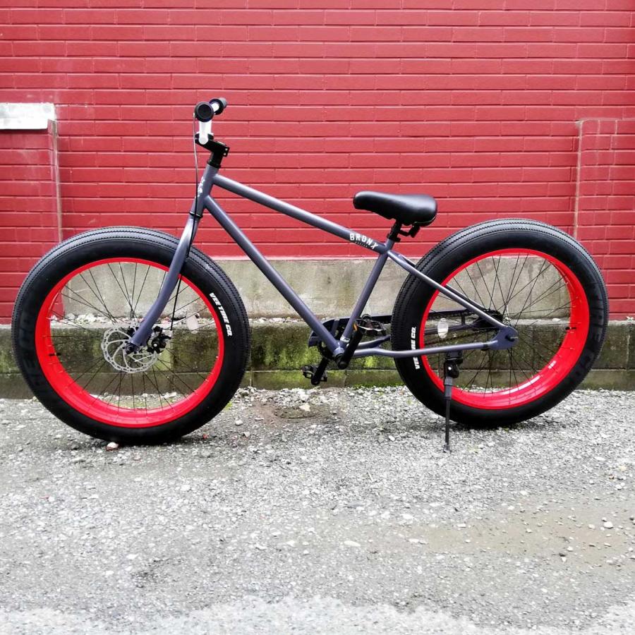 自転車 26BRONX-4.0 マットグレー×レッドリム ブロンクス