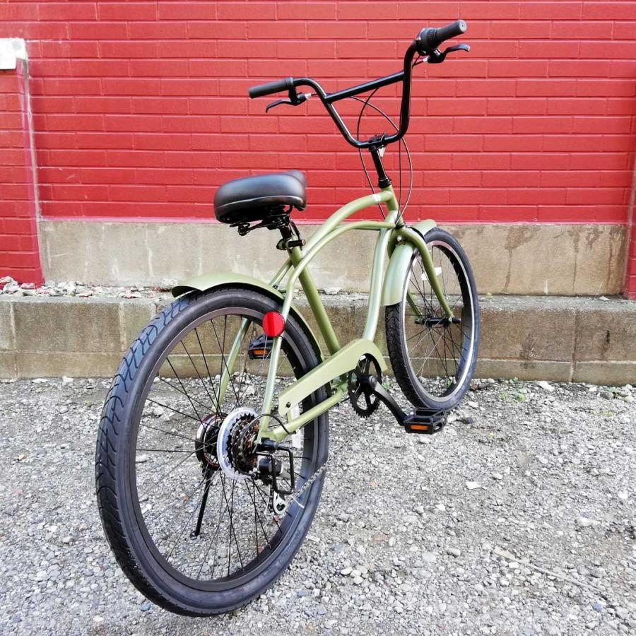 自転車 24KB-6SPEED マットカーキー レインボー ビーチクルーザー 24インチ おしゃれ 通勤 通学 6段変速付 メンズ レディース ジュニア｜lanai-makai｜08