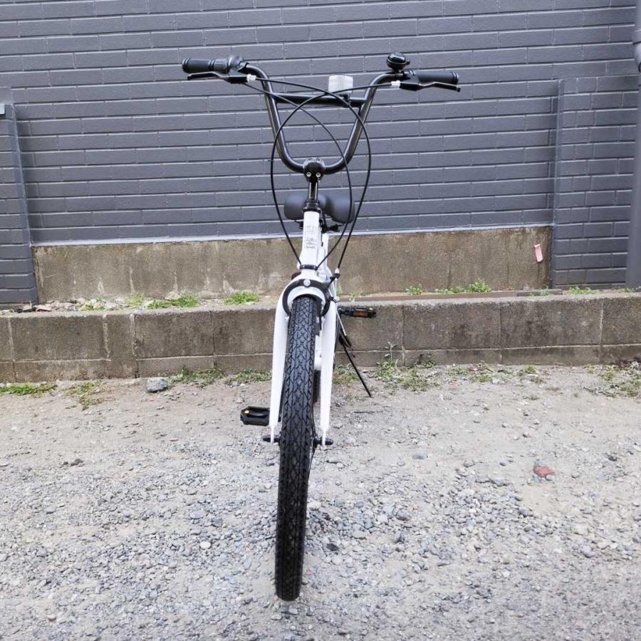 自転車 24KB-6SPEED ホワイト レインボー ビーチクルーザー 24インチ