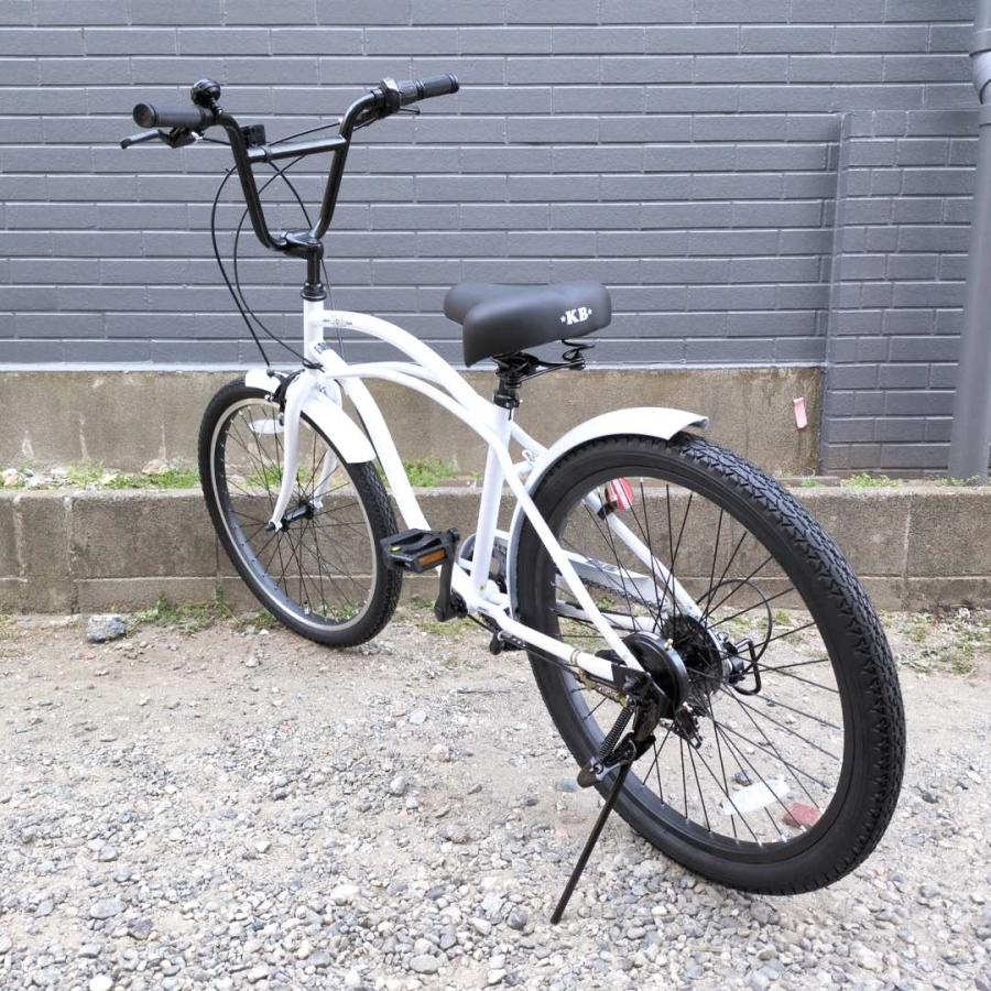 自転車 24KB-6SPEED ホワイト レインボー ビーチクルーザー 24インチ