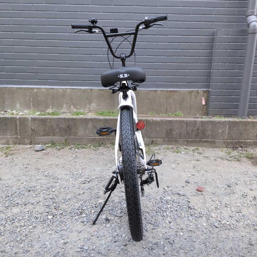 自転車 24KB-6SPEED ホワイト レインボー ビーチクルーザー 24インチ 