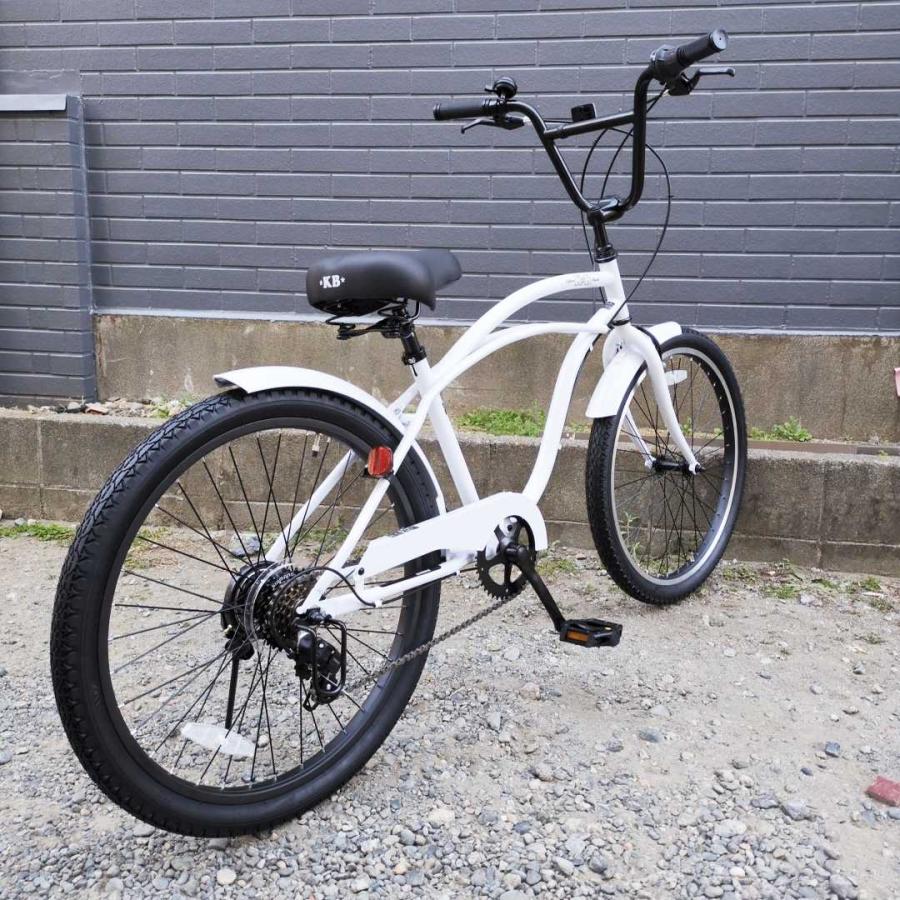 自転車 24KB-6SPEED ホワイト レインボー ビーチクルーザー 24インチ