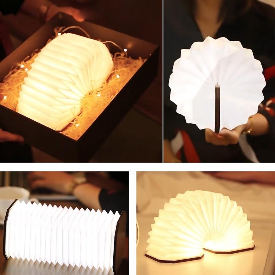 アコーディオン LEDライト USB充電式 木目調 インテリア ライト 寝室 リビング 充電式 折り畳み 読書灯 懐中電灯 アウトドア デスクライト ポイント利用 爆買の画像