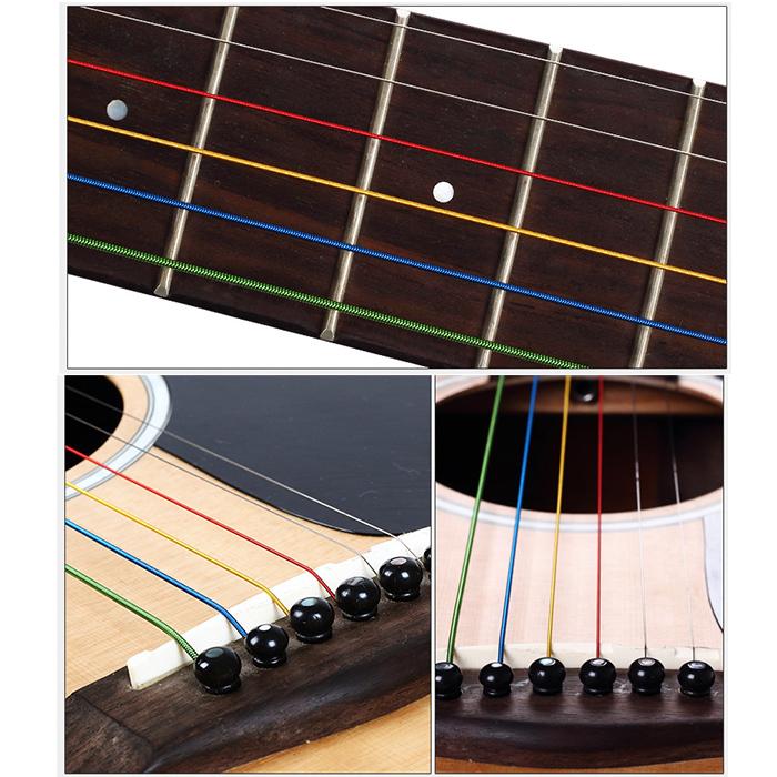 ギター弦 カラー弦 アコースティックギター 6本セット スーパーライト