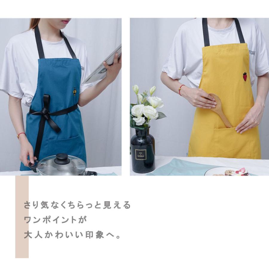 ポテチーノ。リンゴ刺繍の黒エプロン。胸ぼけっと。後に、リンゴついてます。 エプロン デザインエプロン キッチン用品 男女兼用 レディース メンズ