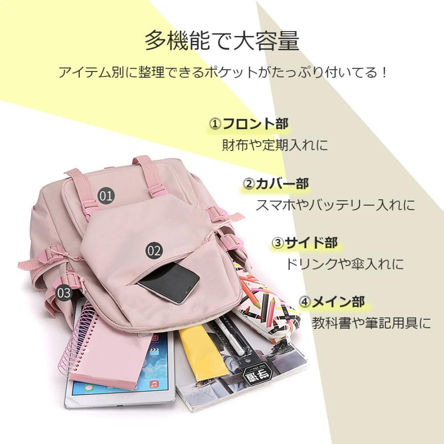 リュック 通学 通勤 おけいこ パステルカラー シンプル ナイロン カバン 防水 撥水 軽量 A4リュック ピンク ポイント利用 爆買の画像
