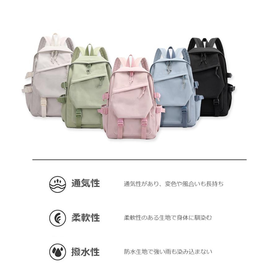 リュック 通学 通勤 おけいこ パステルカラー シンプル ナイロン カバン 防水 撥水 軽量 A4リュック ピンク ポイント利用 爆買の画像