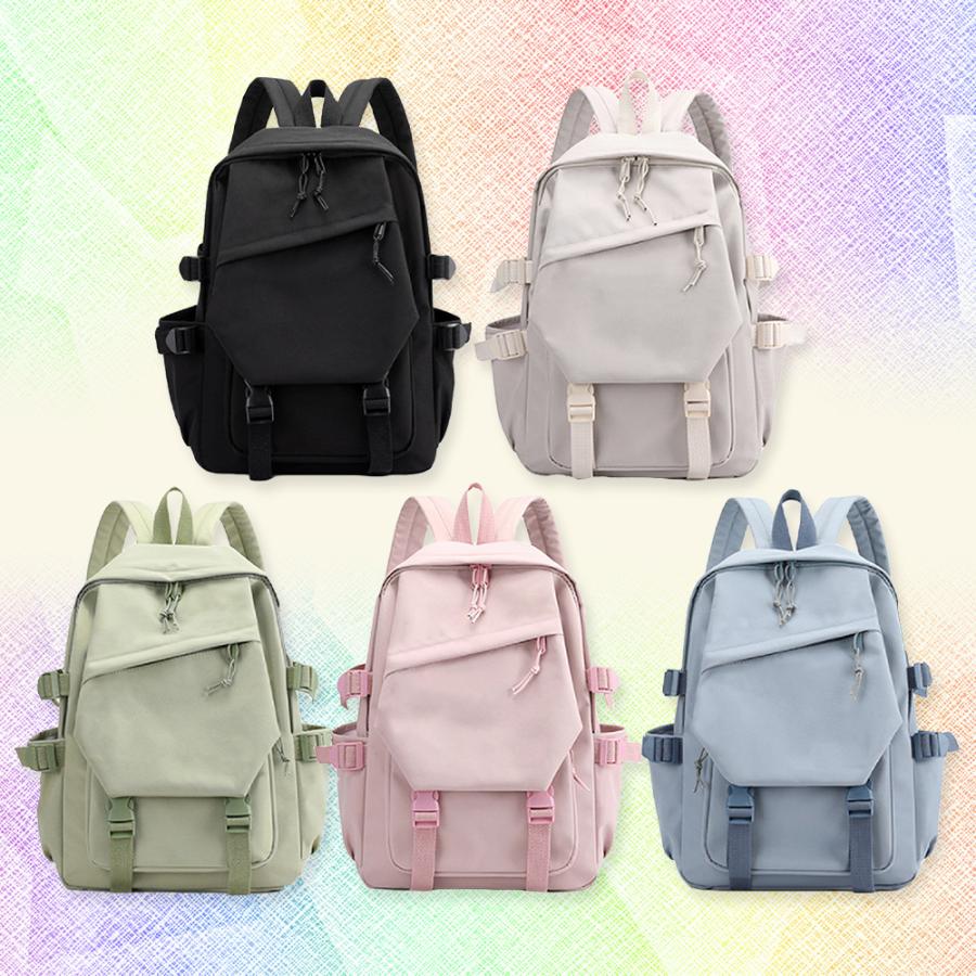 リュック 通学 通勤 おけいこ パステルカラー シンプル ナイロン カバン 防水 撥水 軽量 A4リュック ピンク ポイント利用 爆買の画像