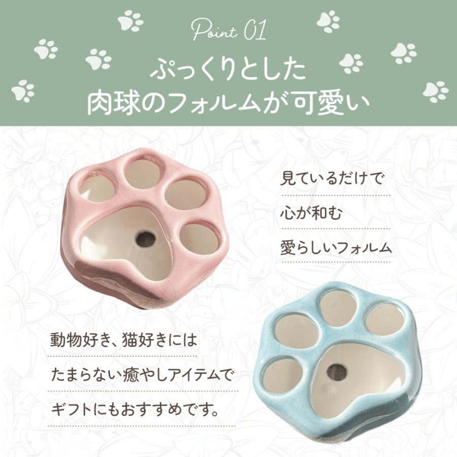 肉球 多肉植物 寄せ植え 鉢 2個セット 猫 可愛い ピンク ブルー