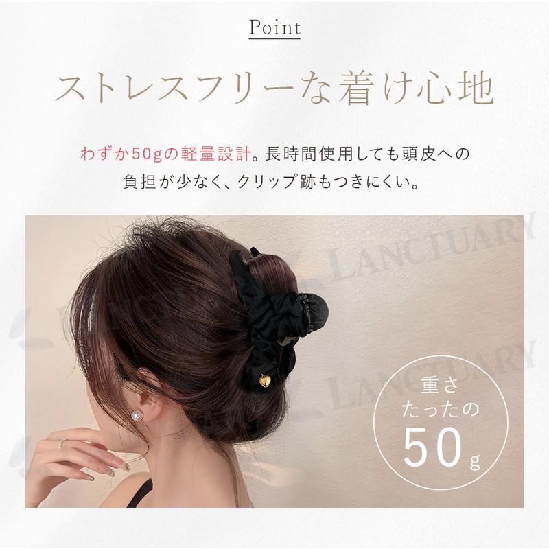 シフォン バンスクリップ ヘアクリップ 大人可愛い 上品 エレガント 髪