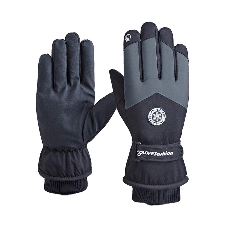 防寒手袋 最強 撥水 スキーグローブ ブラック グレー XL スマホ対応
