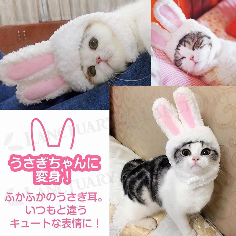 ペット用 うさぎ かぶり物 2個セット コスプレ 帽子 カチューシャ 衣装