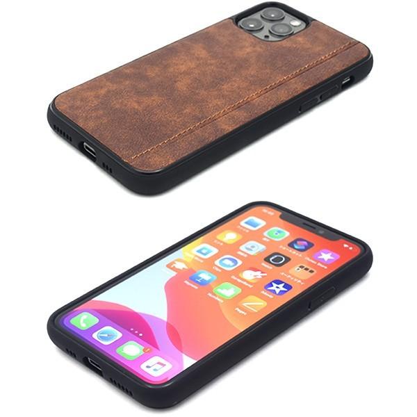 iPhone 11 Pro ケース レザー おしゃれ ステッチ ライン 耐衝撃 5色