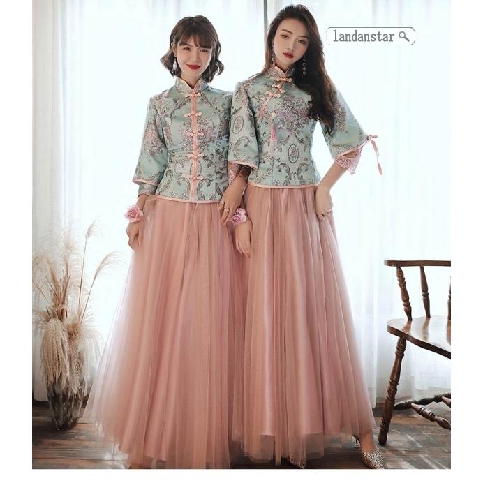 お揃いドレス 介添え ワンピース 4タイプ ロング チャイナ風 刺繍 半袖 パーティー ウェディングドレス ブライズメイド服 花嫁の結婚式 友達同士 07hslfdd11 Landanstar 通販 Yahoo ショッピング