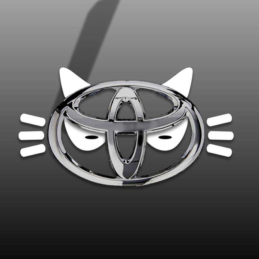 車 ステッカー エンブレム TOYOTA トヨタ キャット 猫 ネコ 愛猫給油口 おもしろ バイク かっこいい カー用品 おしゃれ 転写式 白 黒 送料無料｜landheads｜02