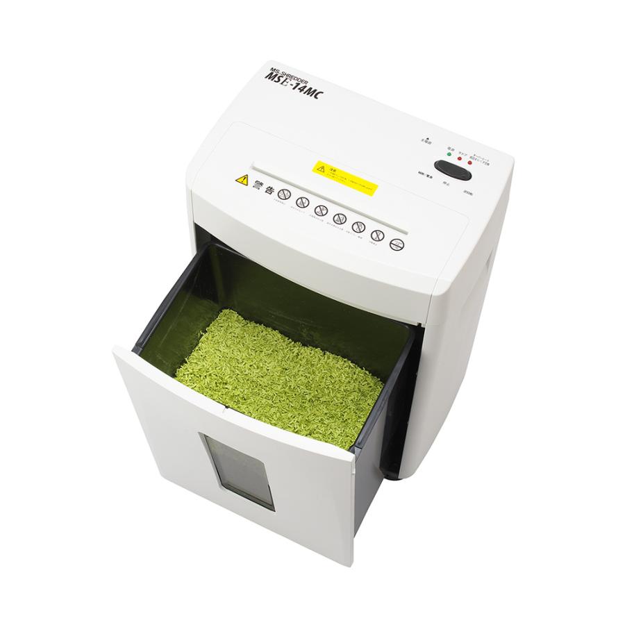明光商会 シュレッダー 業務用 家庭用 A4 小型 電動 マイクロカット 極小細断 MSE-14MC ホッチキス クリップ対応 14枚 26.5Lの画像