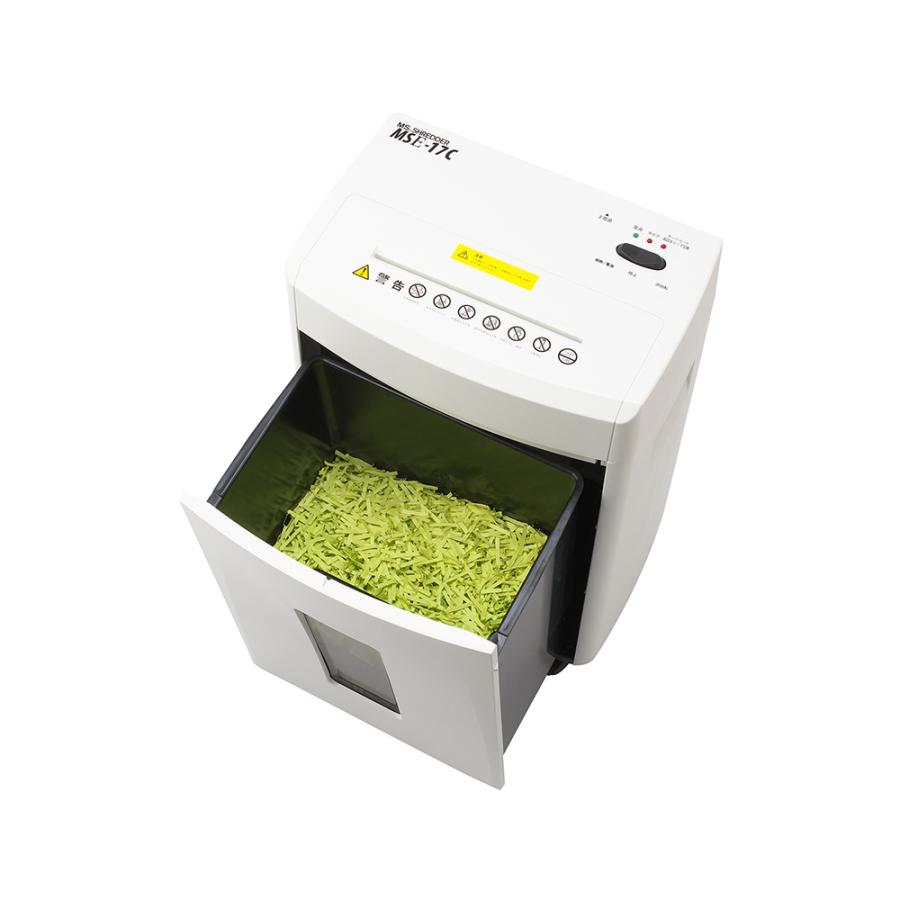 明光商会 シュレッダー 業務用 家庭用 A4 小型 電動 クロスカット MSシュレッダー MSE-17C ホッチキス クリップ対応 17枚 26.5Lの画像