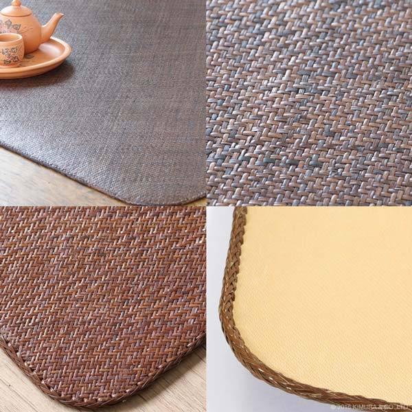 籐マット 籐あじろ 70×120cm 裏付 ブラウン マット 玄関 洗面所 脱衣所