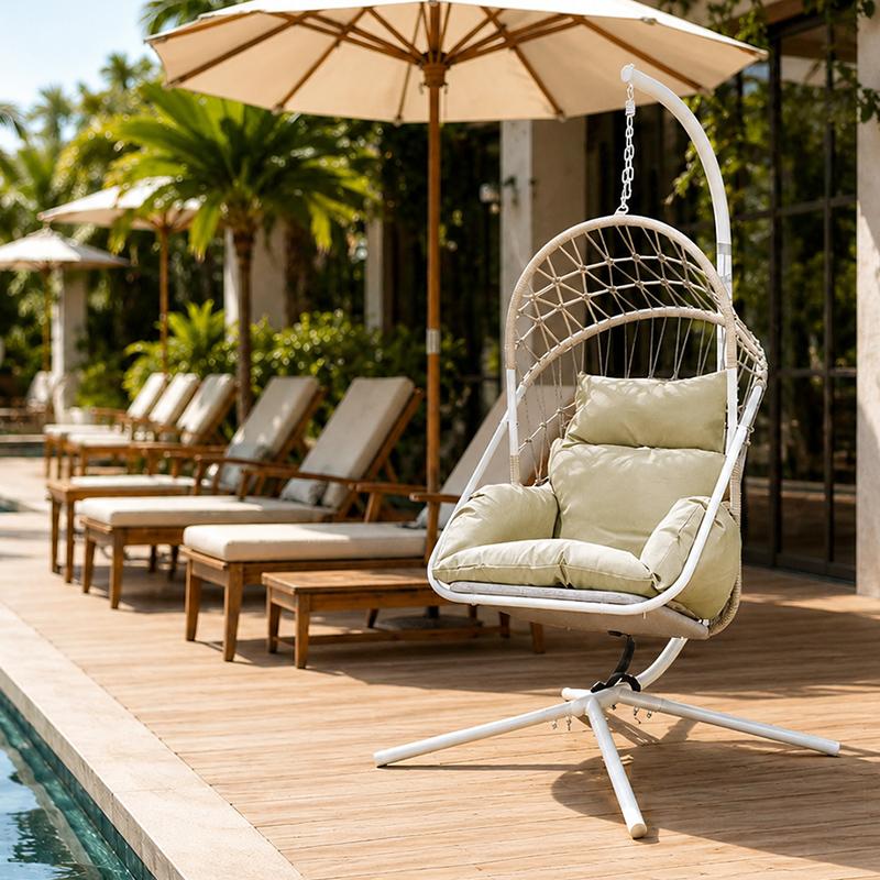 CBi SEASIDE ハンギングチェア 屋外対応 自立式 ガーデンチェア 吊り