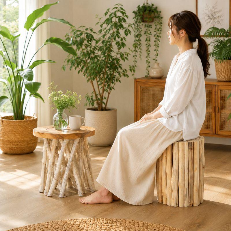 アジアン家具 スツール 木製 丸椅子 いす チェア 玄関 おしゃれ 北欧
