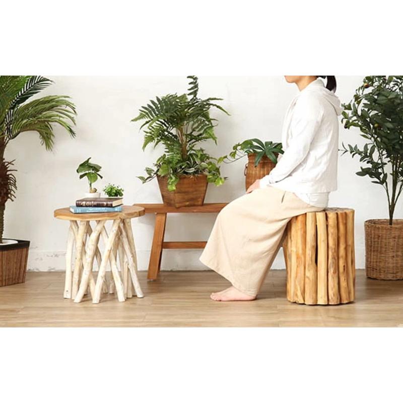 アジアン家具 サイドテーブル 机 花瓶台 おしゃれ 玄関 チーク無垢木製