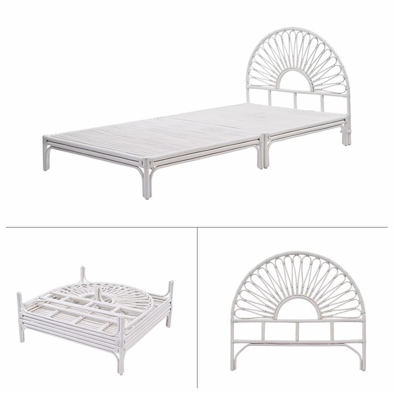 ラタン ベッドフレーム ホワイト 可愛い B800WW 爆買 : ランドマーク