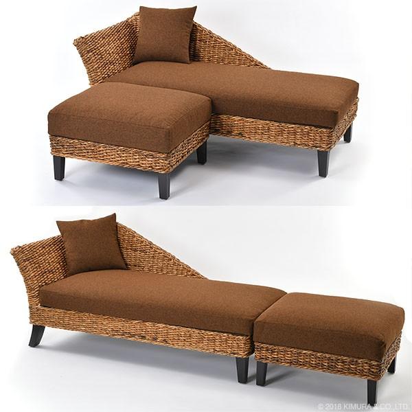 開梱設置無料 アジアン家具 カウチソファ バナナリーフ C1483ATY 爆買