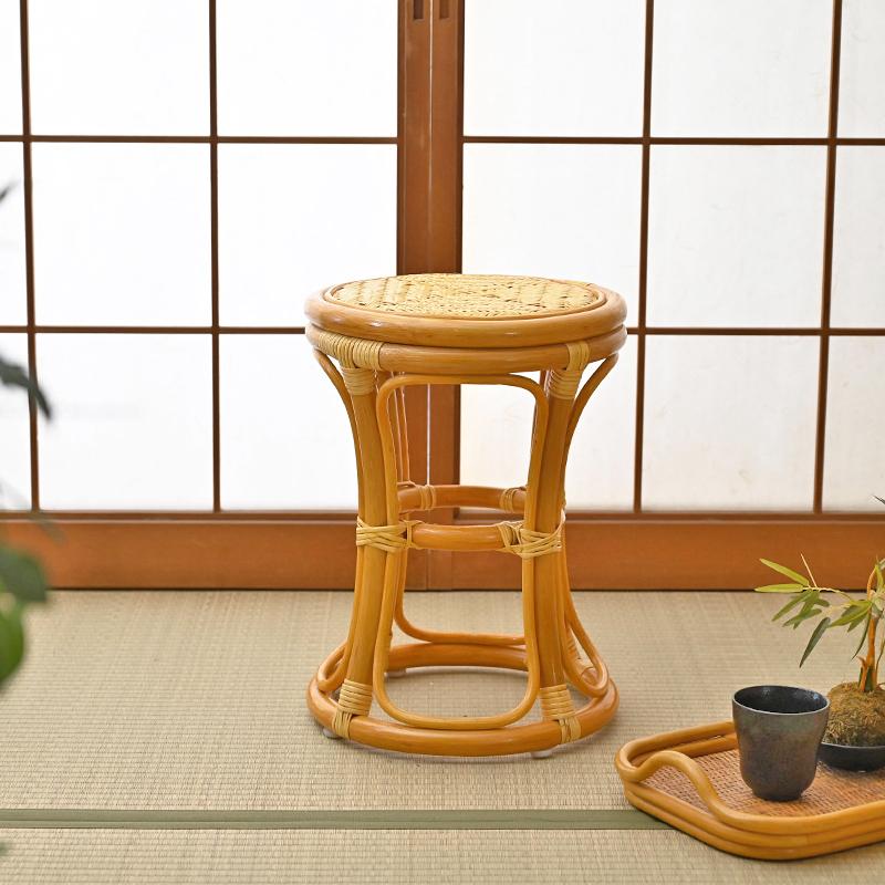 【スツール 籐】ラタン 木内籐材工業 アンティーク家具 籐の椅子 スツール 腰掛け 脱衣所 脱衣場 玄関 業務用 備品 母の日 父