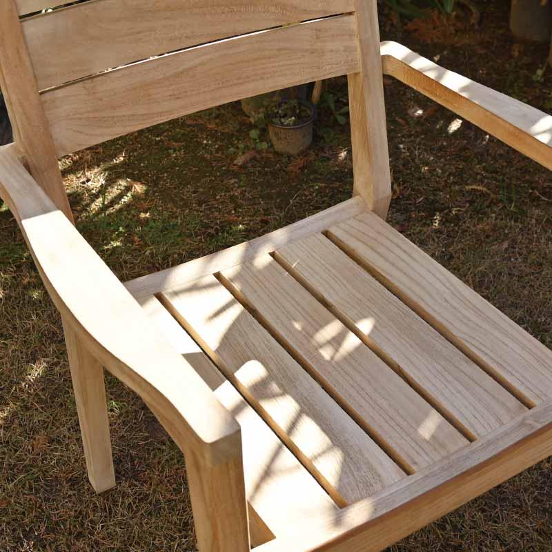 ガーデンチェア 肘掛け 1脚 木製 ダイニングチェア  チーク無垢材 C530XX 爆買 |  | 07