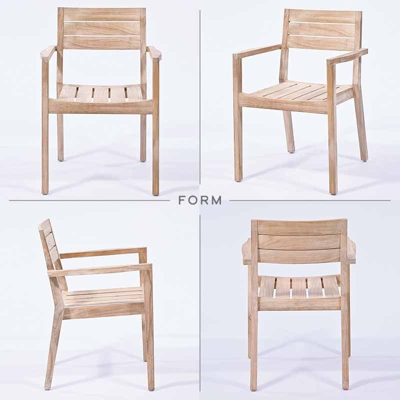 ガーデンチェア 肘掛け 1脚 木製 ダイニングチェア チーク無垢材
