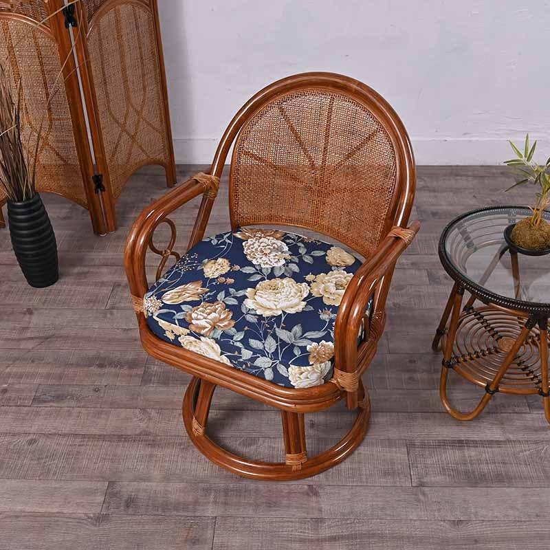 ⭐️美品⭐️和モダン　くつろぎラタン製360°回転式チェア　座布団脱着可能　大型 ⭐️美品⭐️和モダン くつろぎラタン製360°回転式チェア 座布団脱着