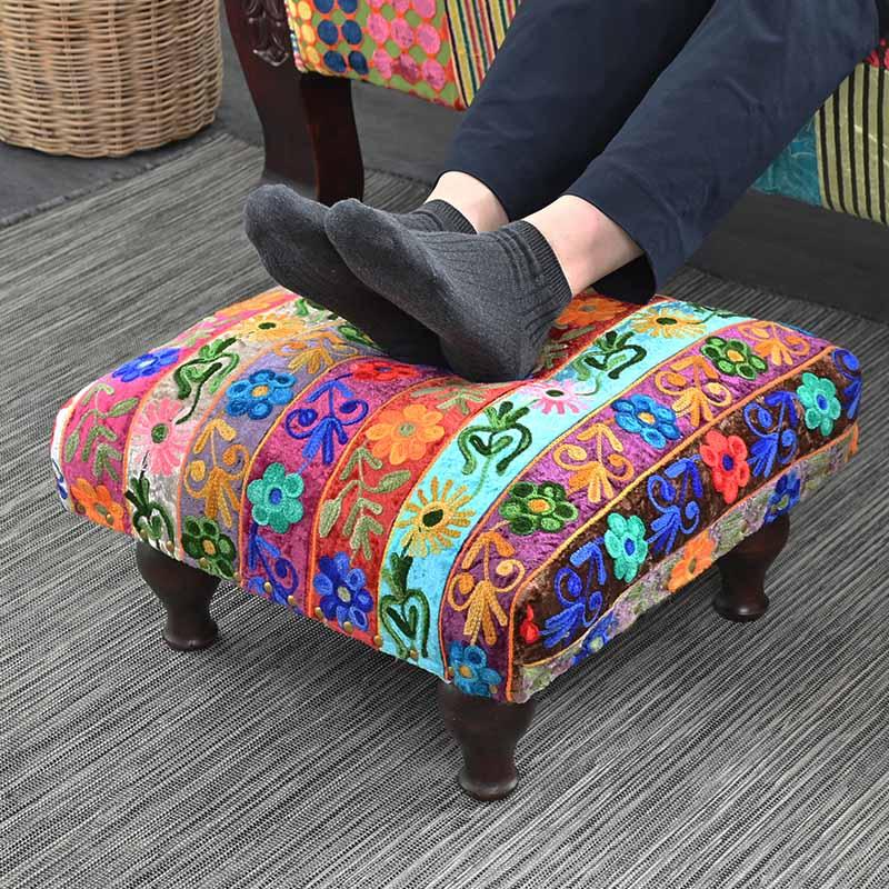 オットマン 足置き フットレスト パッチワーク クッション モロッコ