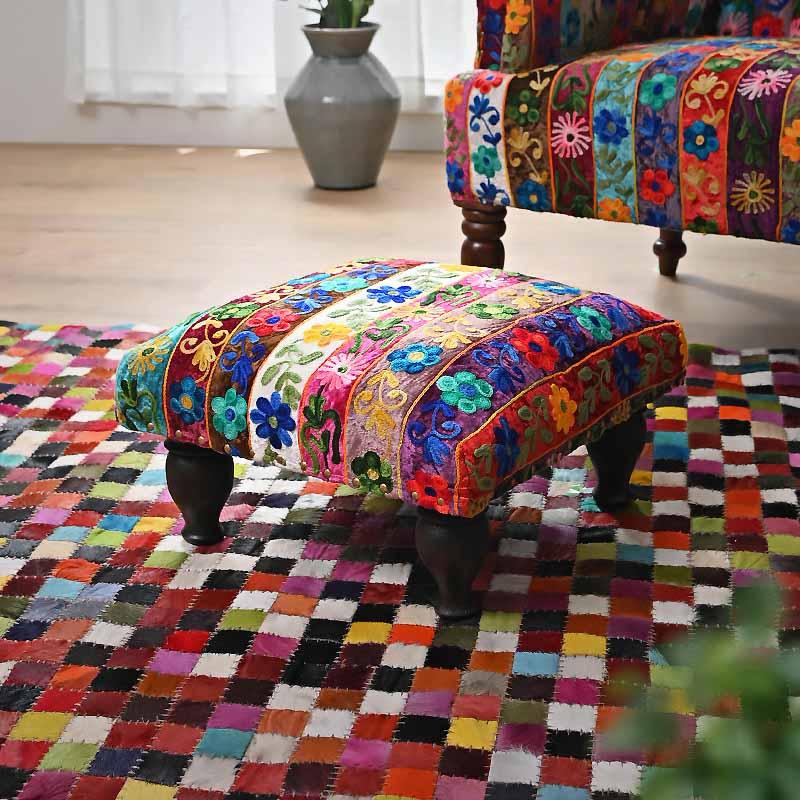 オットマン 足置き フットレスト パッチワーク クッション モロッコ