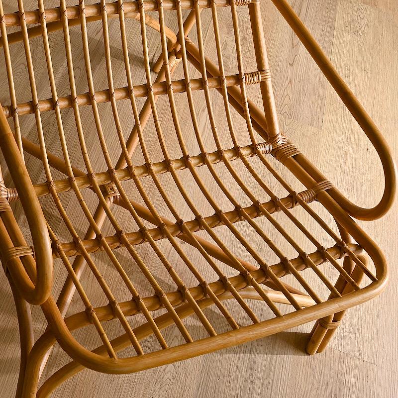 パーソナルチェア（ラタン×籐） 籐の椅子 ラタン パーソナルチェア 肘付き クッション 和室